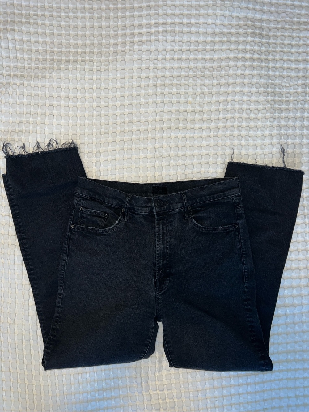 MOTHER Insider Crop Step Fray Jeans Women’s 31 High Rise Boot Cut Frayed Hem